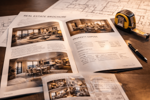 Echtzeit Immobilienexposé auf Schreibtisch