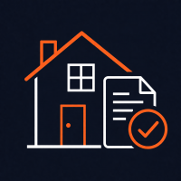 Haus und Dokument mit Checkmark