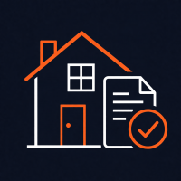 Haus und Dokument mit Checkmark