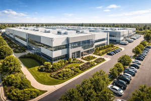 Moderne Industrieanlage im Aerial-Blick
