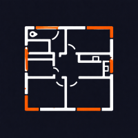 Symmetrische Wohnungsaufteilung im Design